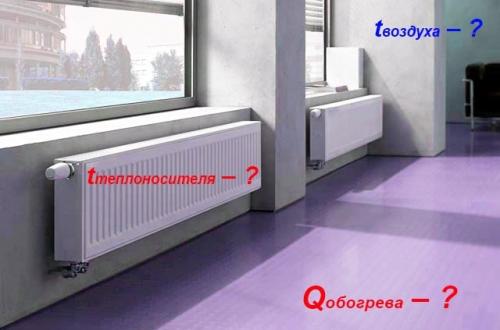 Тепловая мощность батареи. Исходные данные для вычислений